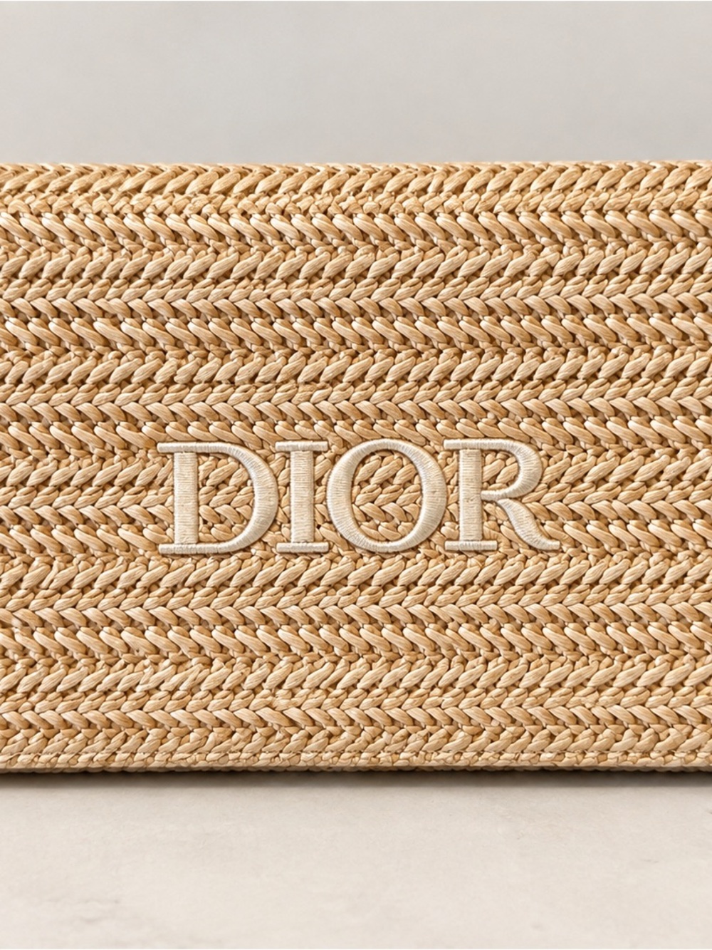 Dior Beauty Woven Raffia Logo Cosmetic Pouch Clutch Beige